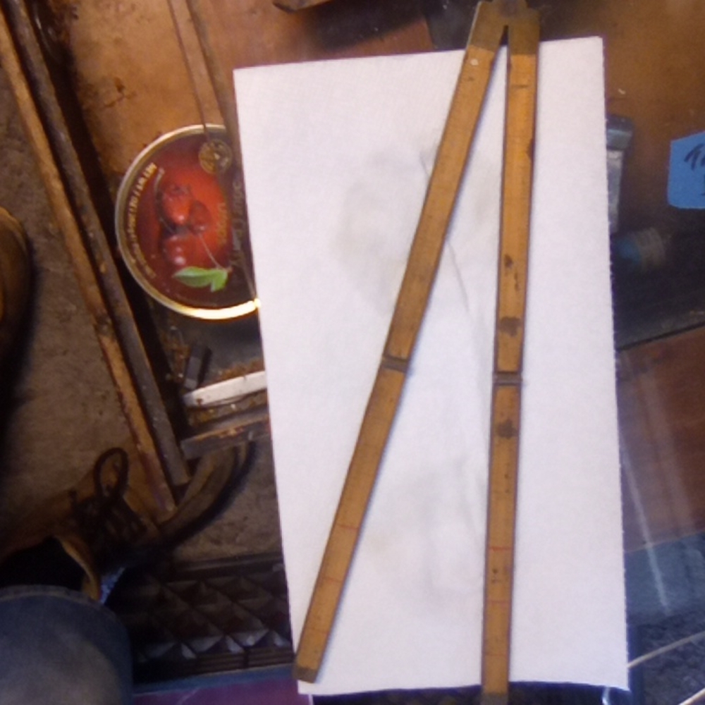 Vintage wood & brass folding ruler